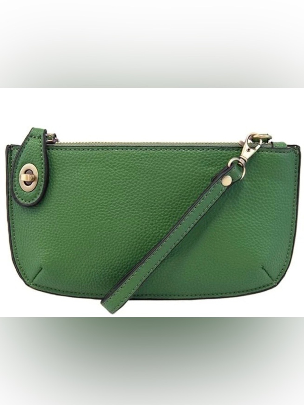 JOY SUSAN vegan leather clutch/cross body bag in kelly green.